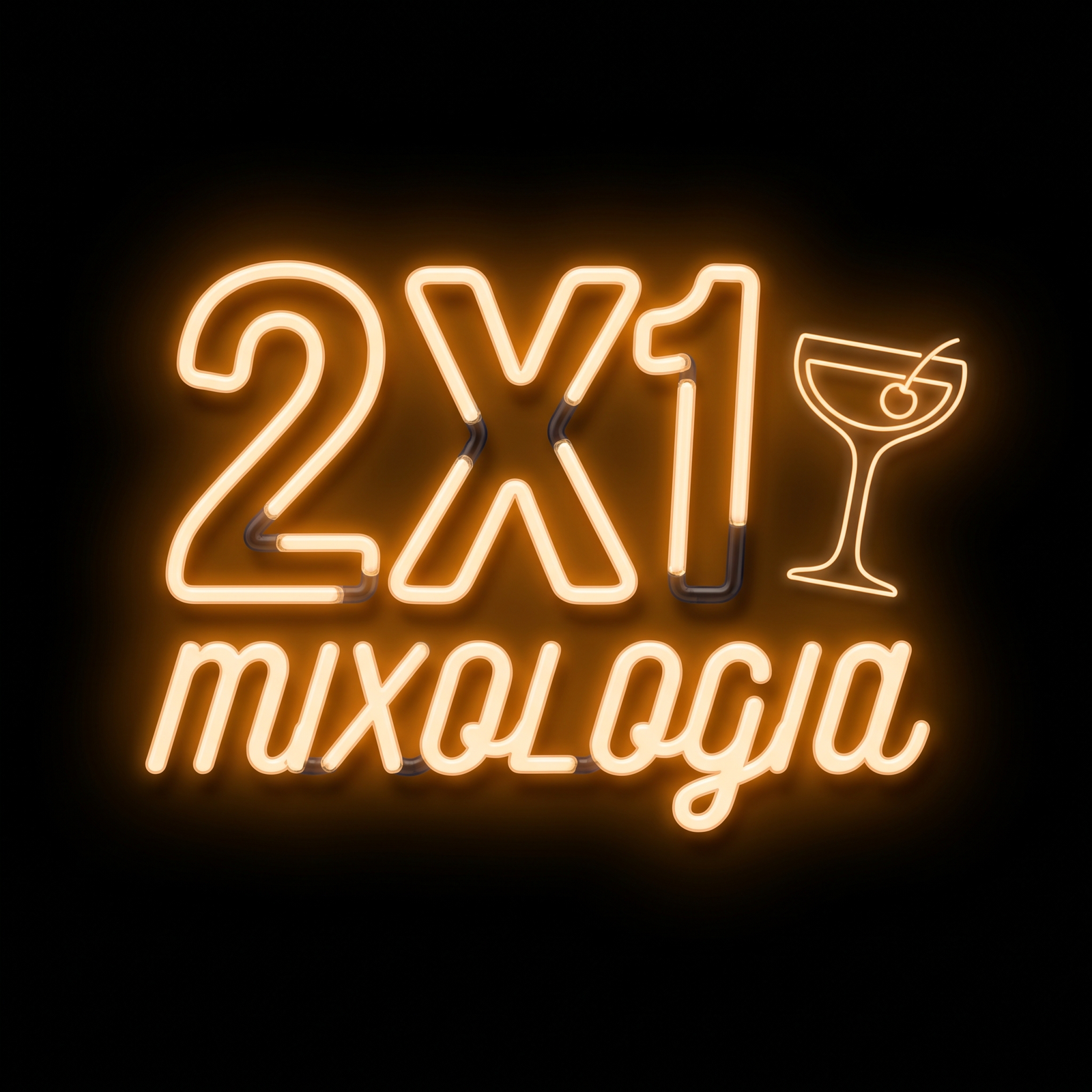 Letrero neón: 2X1 mixología